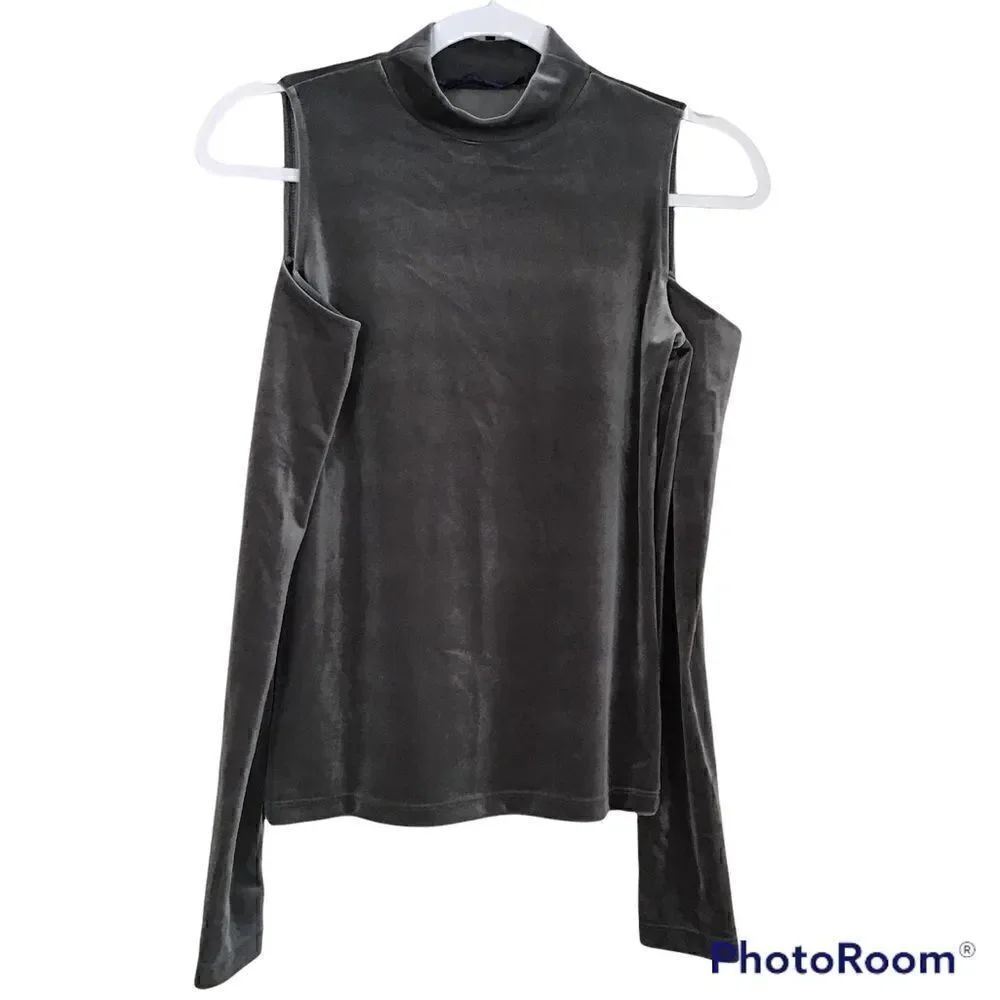 Aeropostale Velvet Mock Neck Cold Shoulder Top